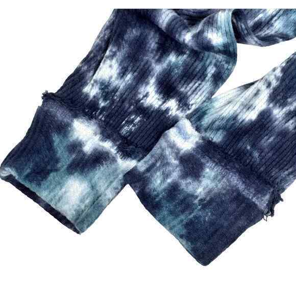 NEW Waffle Knit Pullover Top Shirt 12W 0X Peplum Mock Neck Blue White Tie Dye - Picture 6 of 8